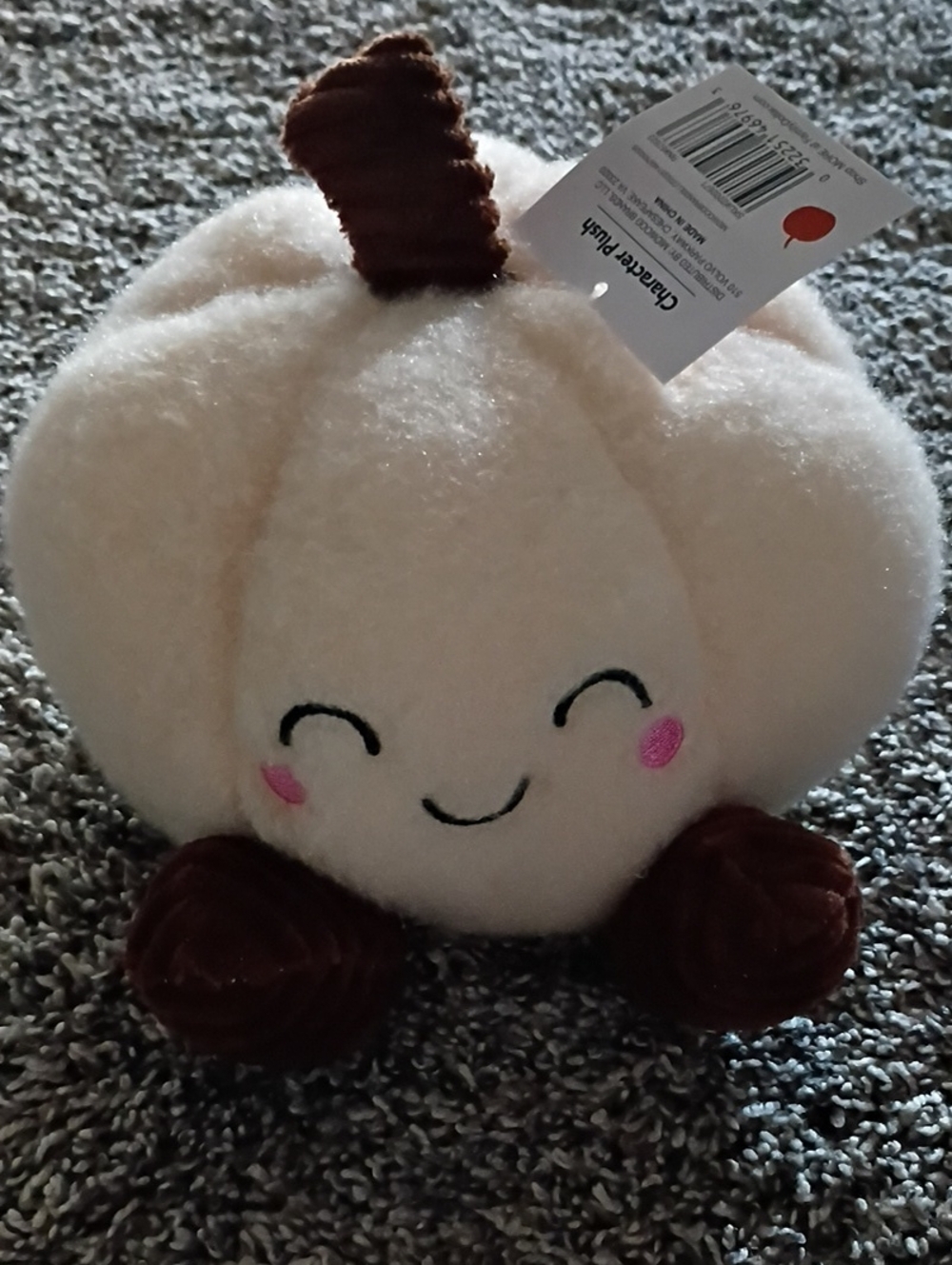 Cream Plush Pumpkin Accent Pillow